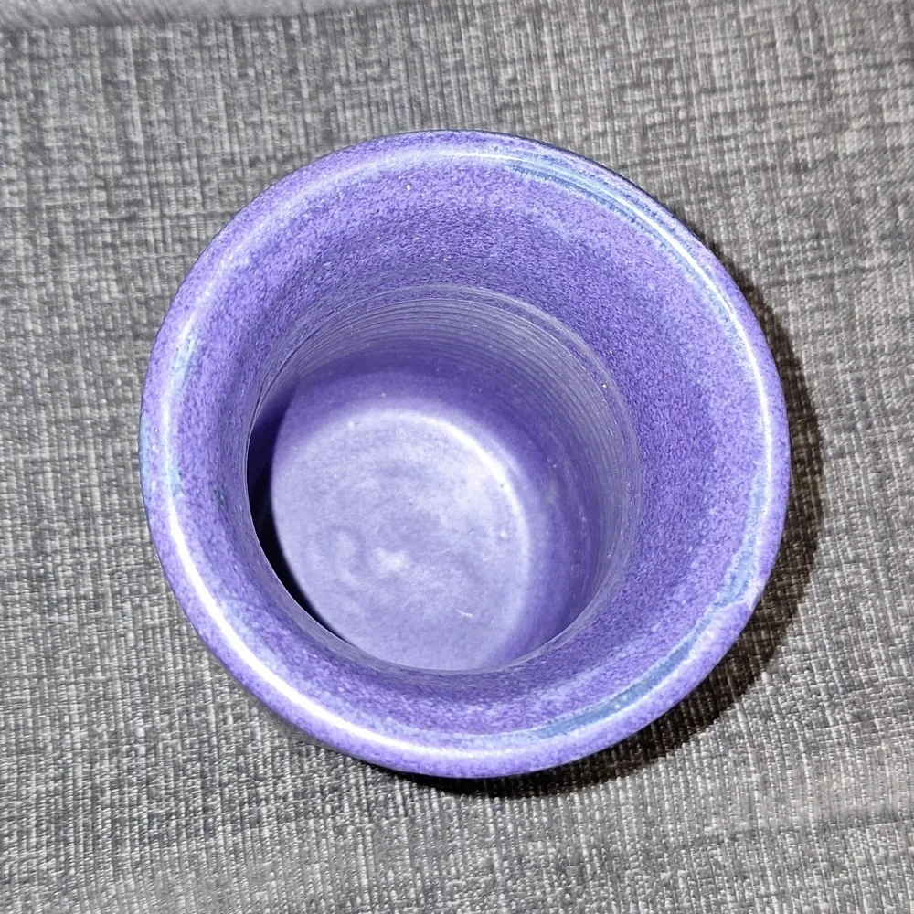 Vintage Studio Pottery Flower Vase, Blue, Signed,